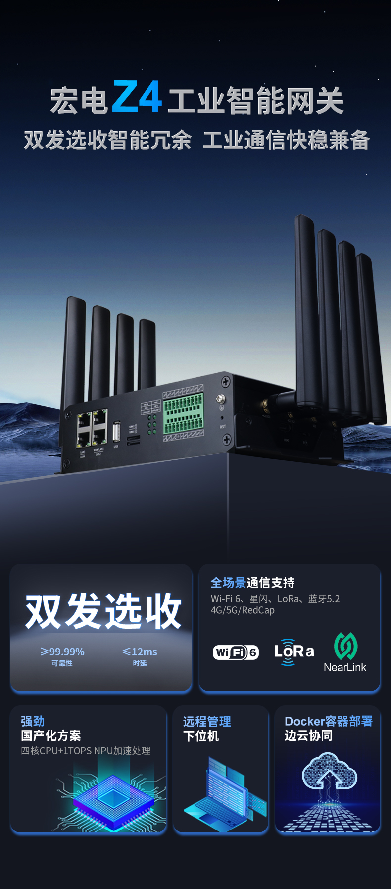 宏电Z4双发选收5G工业网关